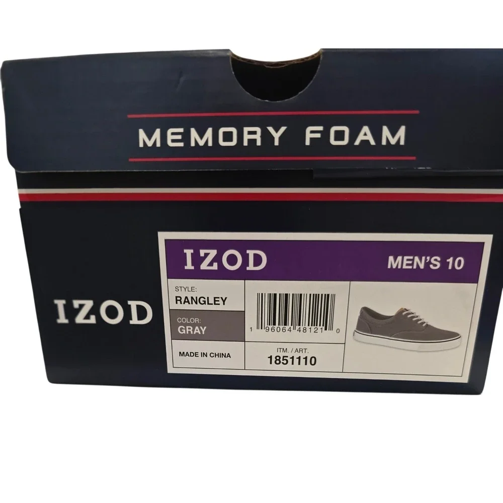 Izod Men's Rangley Gray Lace-Up Casual Canvas Boat Shoes Sneaker Size 10 Grey